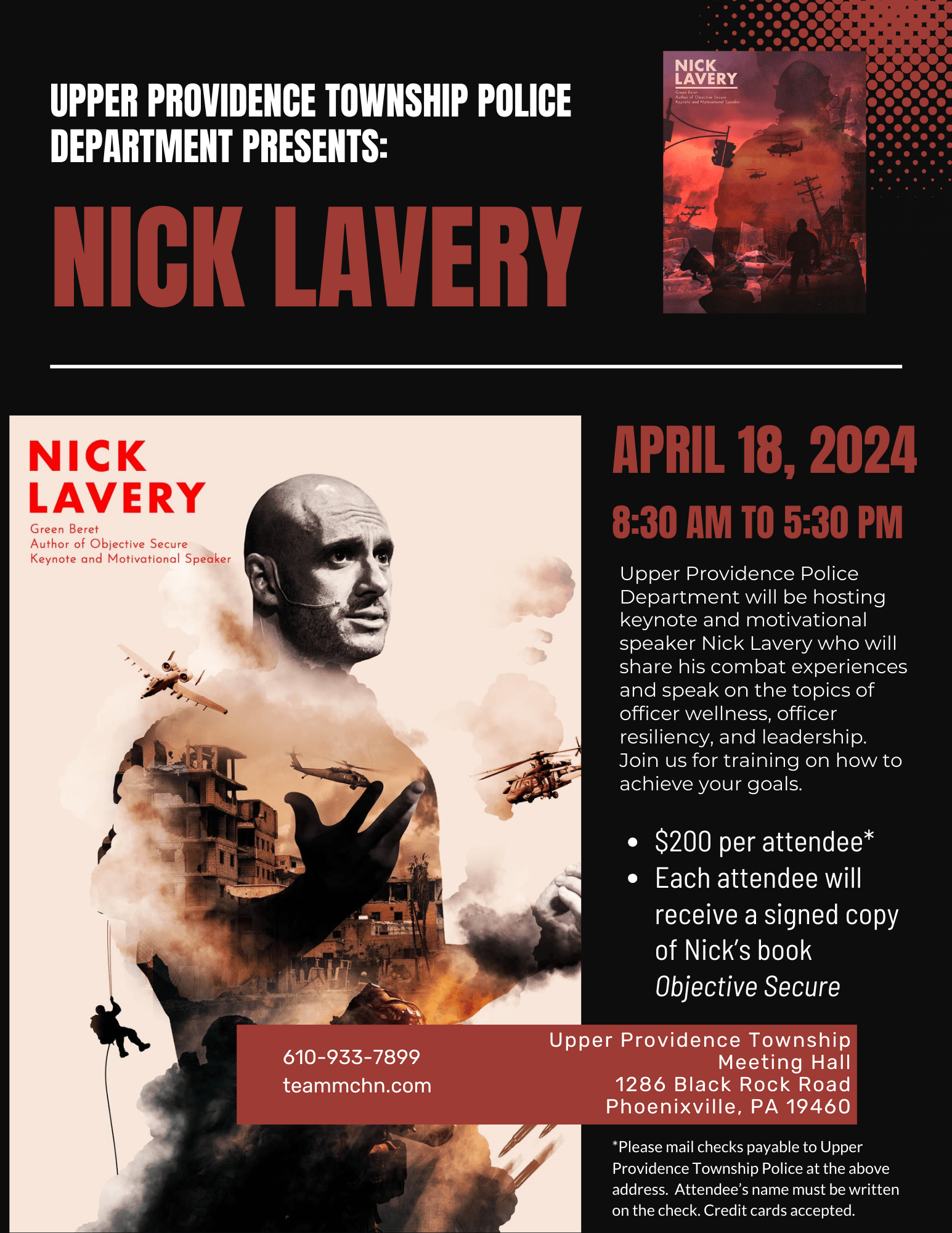 Nick Lavery Police Training Flyer