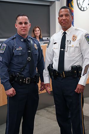 Johnson with Chief Freeman
